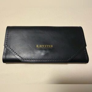 R. Riveter Leather Wallet | Black & Brown | Handmade USA | Snap Closure